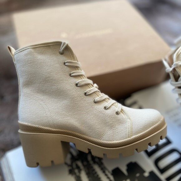 Anthropologie Justine Canvas Lace-Up Boots - Picture 3 of 9